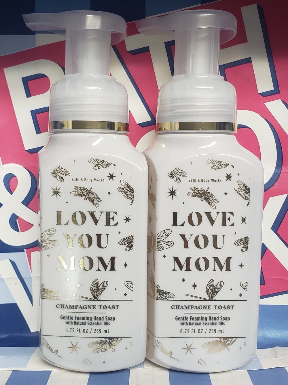 BBW LOVE YOU MOM Champagne Toast Gentle Foaming Hand Soap 2 Pack